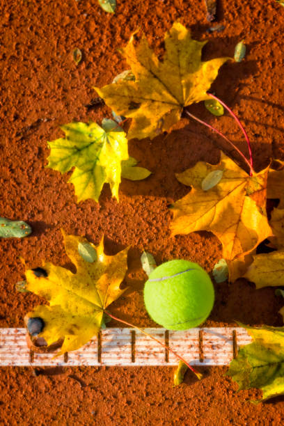 Fall on the clay tennis court