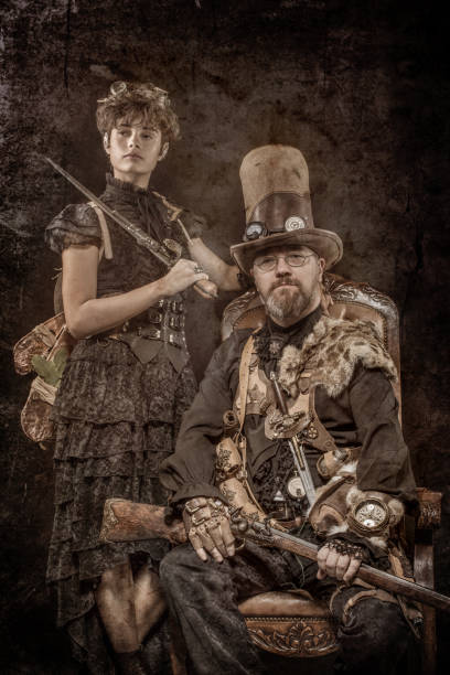 istock Steampunk couple in a studio shot 1288226335