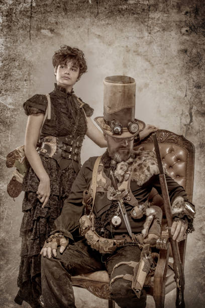 istock Steampunk couple in a studio shot 1288226651