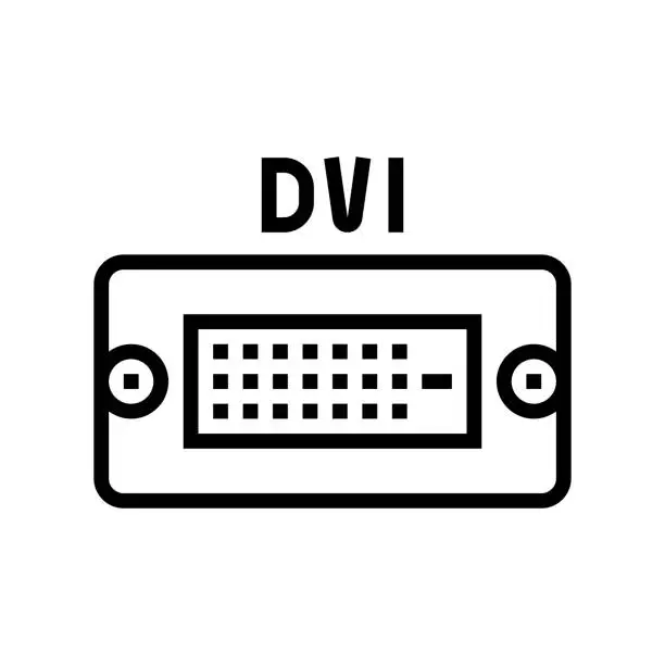 Vector illustration of dvi computer port line icon vector illustration