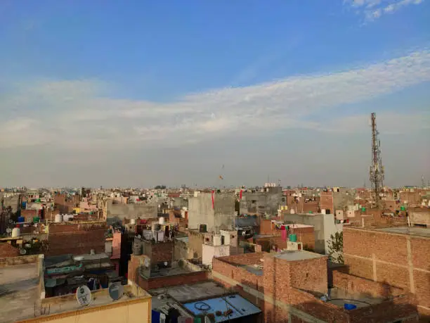 Photo of Delhi, India - 22 November 2020 : Skyline view of Unauthorised colony of Delhi.