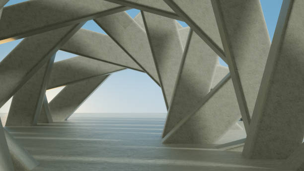 istock Abstract Concrete Tunnel, Chaotic Architectural Structure, Door to Sky 1288231702