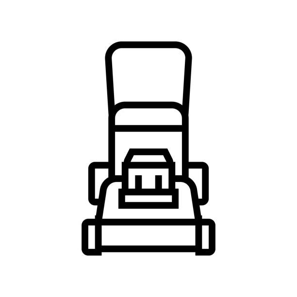 kosiarka wyposażenie linii ikona wektor ilustracja - rotary mower stock illustrations