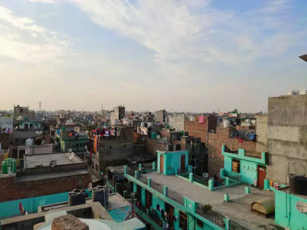 Photo of Delhi, India - 22 November 2020 : Skyline view of Unauthorised colony of Delhi.