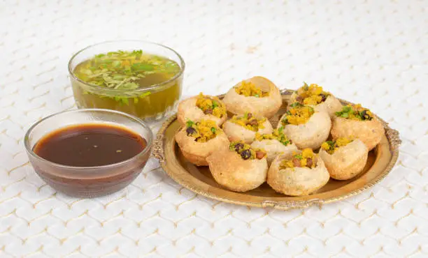 The Traditional Indian Spicy Street Food Gol Gappa or Pani Puri