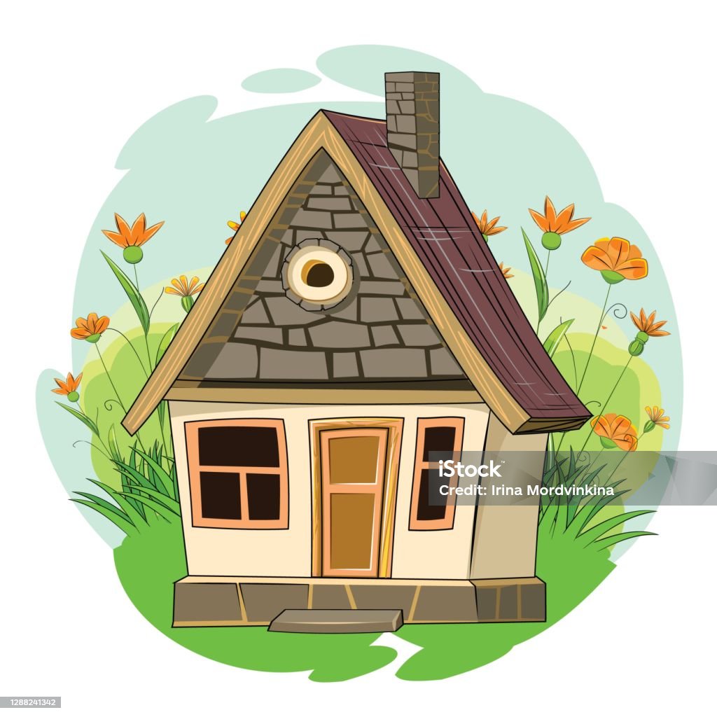 Stone Garden House Fabulous Cartoon Object Cute Childish Style Ancient  Dwelling Tiny Small Against The Background Of A Landscape With Flowers  Meadow Isolated On White Vector Stock Illustration - Download Image Now -
