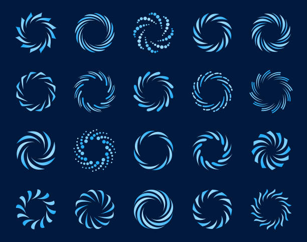 illustrations, cliparts, dessins animés et icônes de ensemble de symboles tourbillonnant en spirale - abstract symbol circle variation