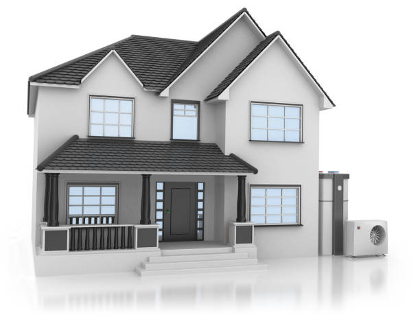 istock Modern House with air Heat Pump 1288244459