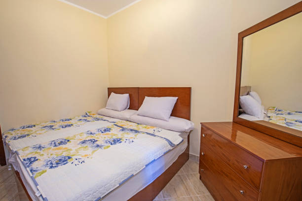 istock Interior design of double bedroom in house 1288244891