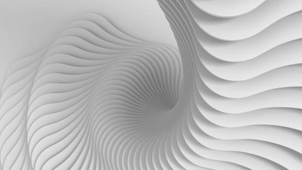 istock Abstract three-dimensional light white texture of a set of rounded steps spiraling. 3D illustration. 1288245535