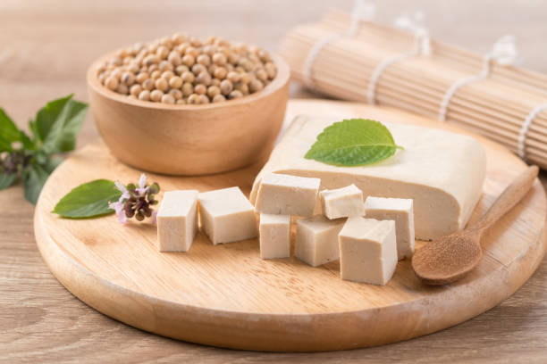 istock Fresh tofu and soybean seeds 1288247529