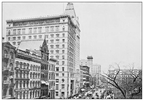 istock Antique black and white photograph of New York: BROADWAY 1288247634