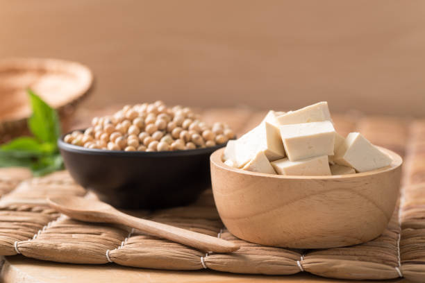 istock Fresh tofu and soybean seeds 1288247707