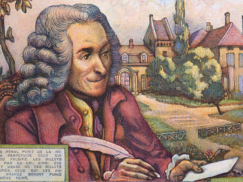 Francois de Voltaire a portrait from old French money