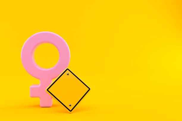 Male gender with blank road sign