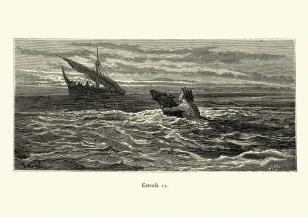 istock Man and his horse adrift at sea 1288268638