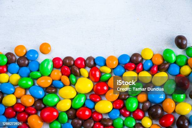 Colorful Candies Background Stock Photo - Download Image Now - Candy, Chocolate, Textured