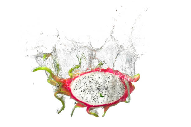 Dragon fruit splashes into the water