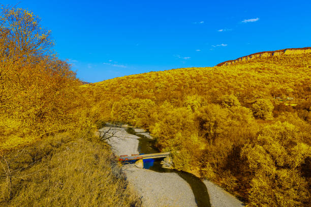Small mountain rivers almost dry up during the dry period, but become formidable during high water. They are surrounded by dense forests.