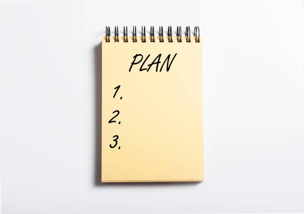 istock Plan inscription on empty paper of notebook with 1, 2, 3 steps or points 1288286907