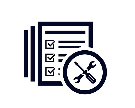 screwdriver and spanner tools icon with document list with tick check marks vector illustration.