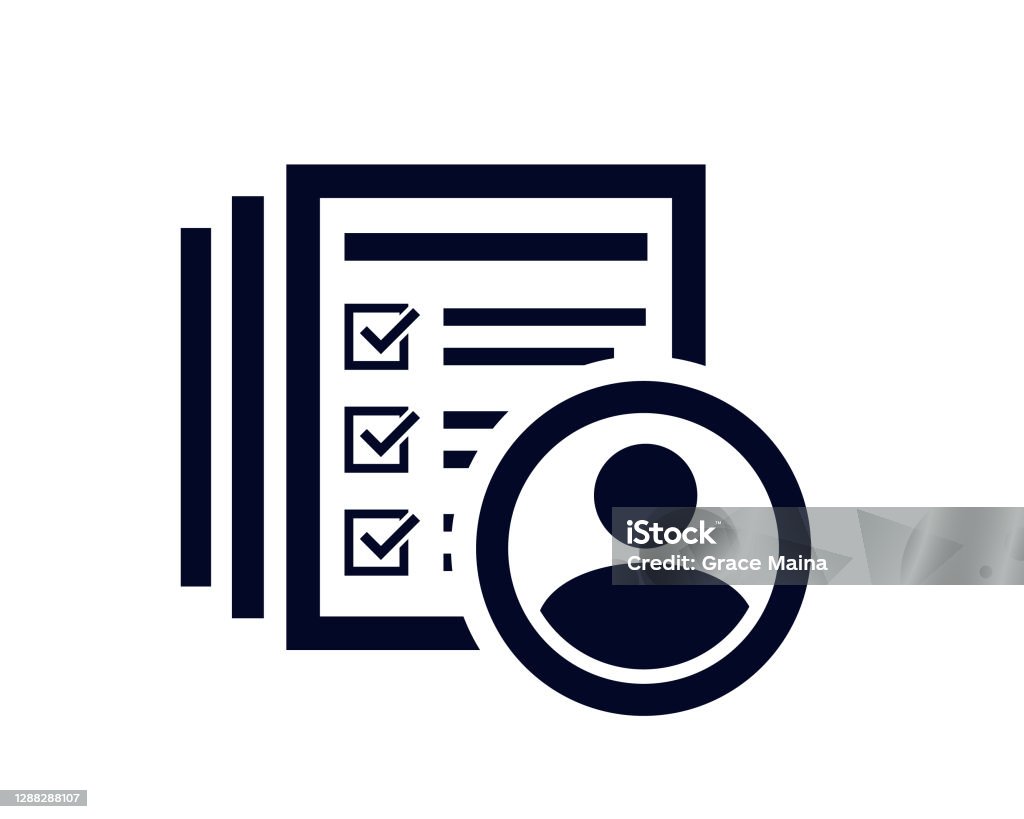 Avatar icon with document list with tick check Avatar icon and document list with tick check marks vector illustration. Gender Neutral stock vector
