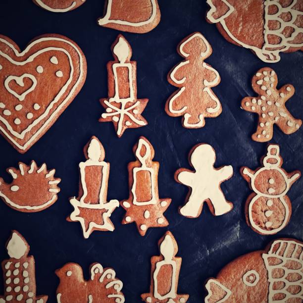 Christmas homemade gingerbread cookies. Festive concept with baking on Christmas time.