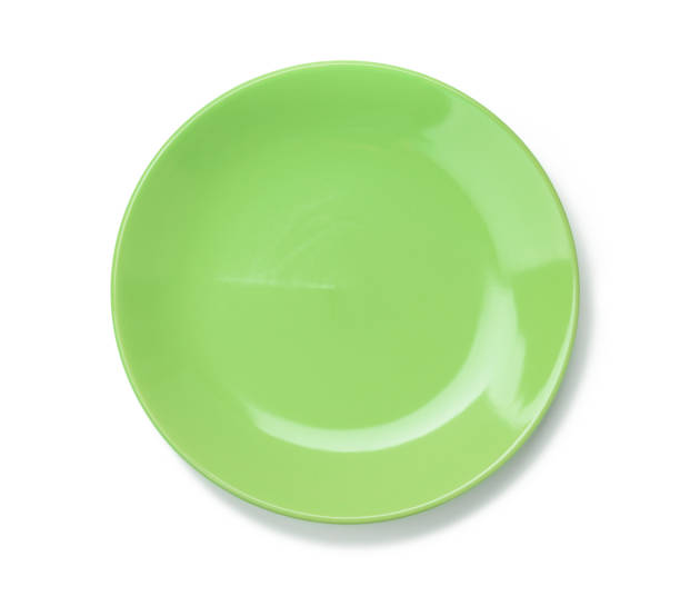 istock empty round green plate for main courses isolated on white background 1288293033