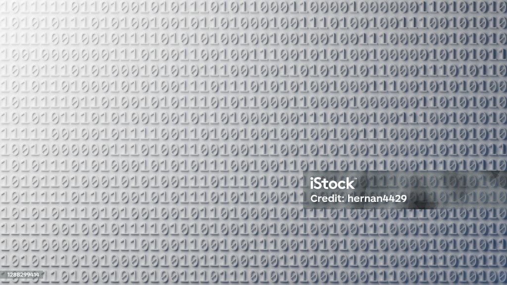 Digital, informacion concept backdrop. Zeroes and ones in white background. Digital 3D render. Zero Stock Photo