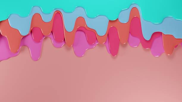 istock Colorful dripping layers in pastel colors. Abstract concept background. Digital 3D render. 1288299554
