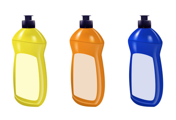 istock Dishwashing liquid set bottle template design. Dish wash brand bottle advertisement. Vector 1288299833