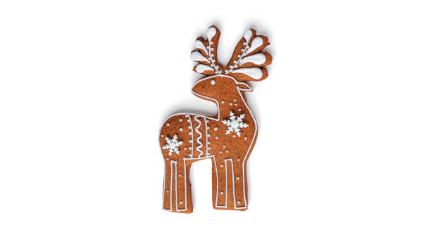 istock Gingerbread in the shape of a deer on a white background 1288302002