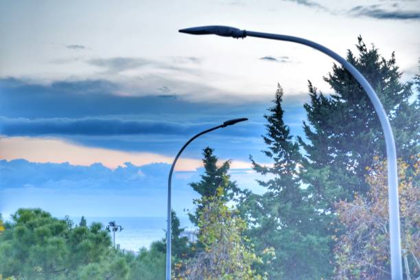 STREET LAMPS AT SUNSET