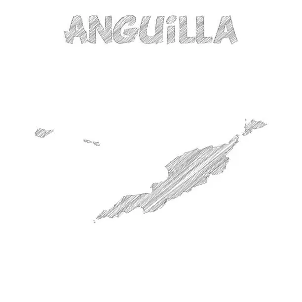 Vector illustration of Anguilla map hand drawn on white background