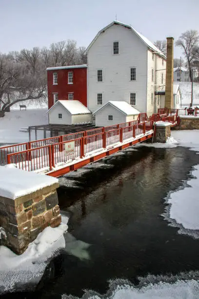 Photo of Phelps Mill, a historic flour mill in rural Minnesota, USA.
