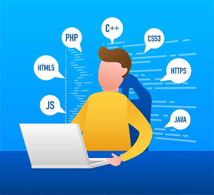 Teks Kode Java Digital Konsep Vektor Pengkodean Perangkat Lunak ...