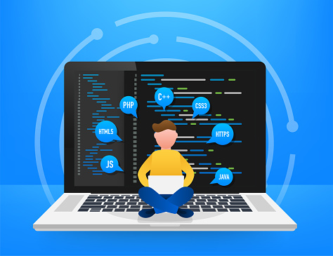 Teks Kode Java Digital Konsep Vektor Pengkodean Perangkat Lunak ...