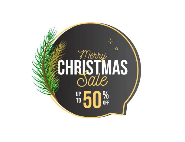 Vector illustration of Merry Christmas Sale banner. Unique abstract graphic elements. Modern style vector. Big sale banner promotion background with gradient abstract shape stock illustration