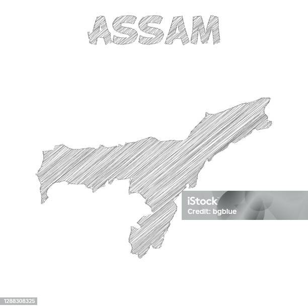 Assam Abstract Map Vector Assam Map Hand Drawn On White Background Stock Illustration - Download ...