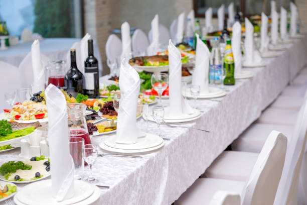 istock served Banquet festive table with food and drinks 1288308356