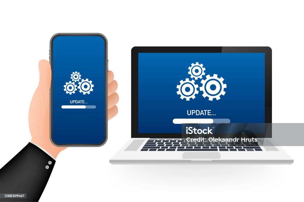 System Software Update Data Update Or Synchronize With Progress Bar On ...