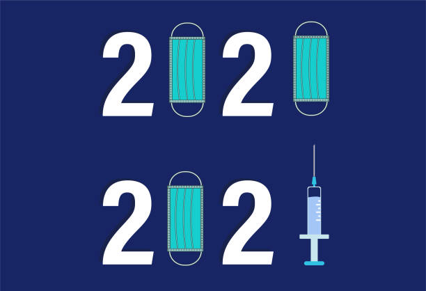 istock 2020-2021 new era.Concept mask and syringe.Coronavirus and vaccine.Simple vector illustration. 1288309760