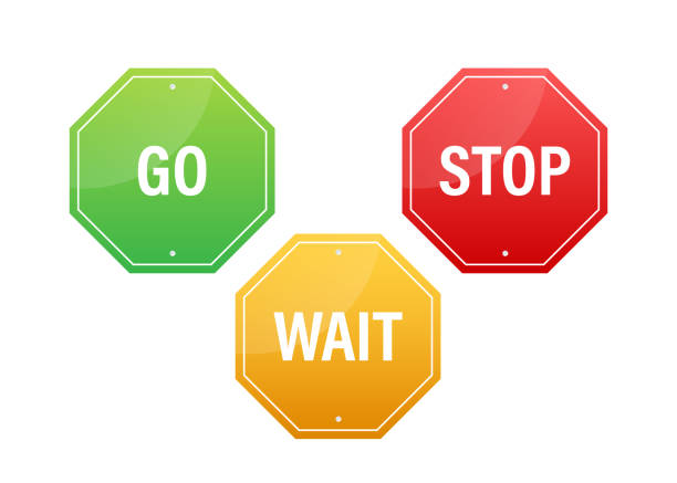 istock Go, wait, and stop traffic signs. Color set. Vector stock illustration. 1288309928