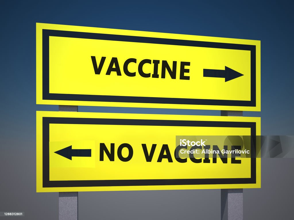 Vaccine or no vaccine. Covid-19 vaccination concept.. 3D render, illustration Anti-vaccination Stock Photo