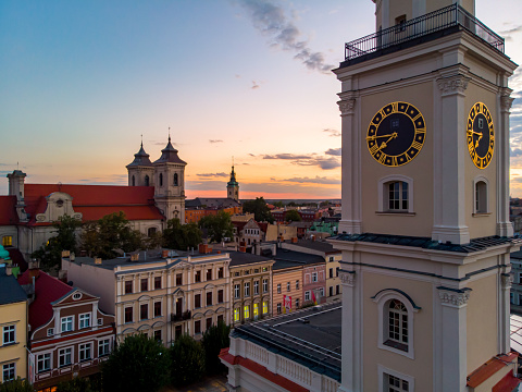 Panorama of the old town in Leszno from the vicinity of the town hall tower after the renovation in 2020.