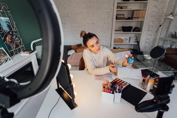 Beauty influencer testing out new skincare products