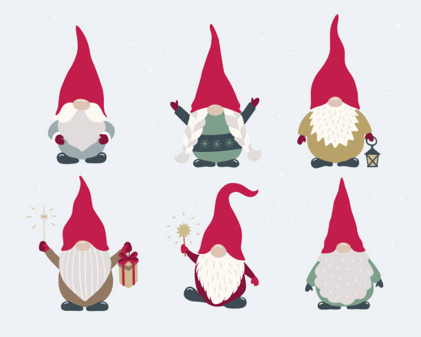 Scandi gnomes set isolated. Vector cartoon characters Scandi gnomes set isolated. Vector cartoon characters Gnome stock illustrations