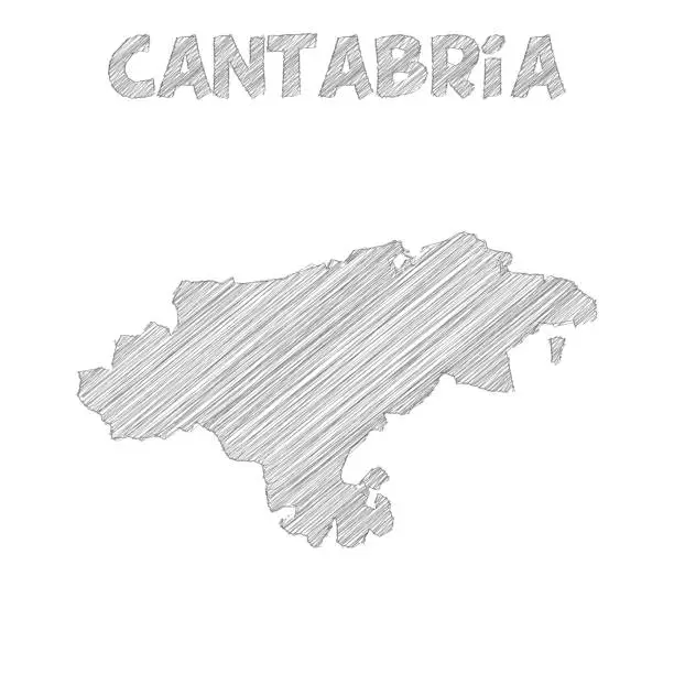 Vector illustration of Cantabria map hand drawn on white background