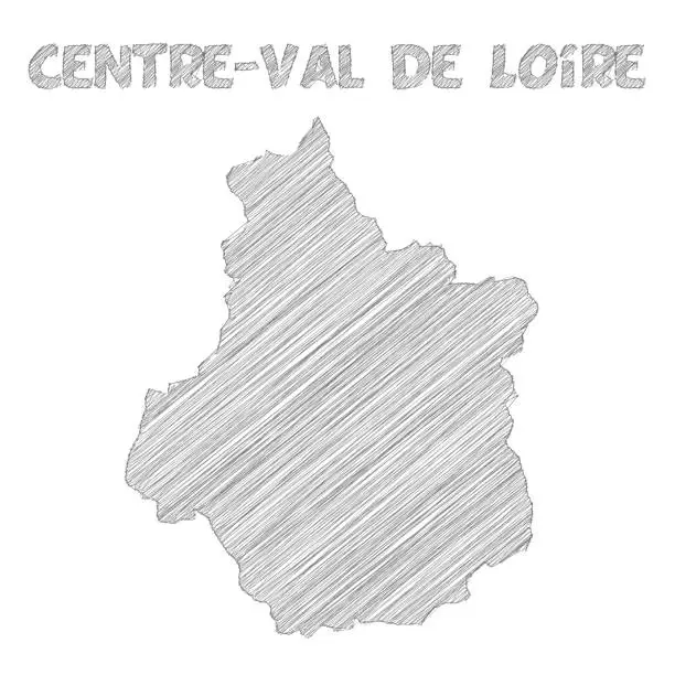 Vector illustration of Centre-Val de Loire map hand drawn on white background