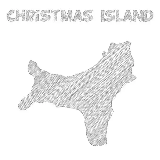 Vector illustration of Christmas Island map hand drawn on white background